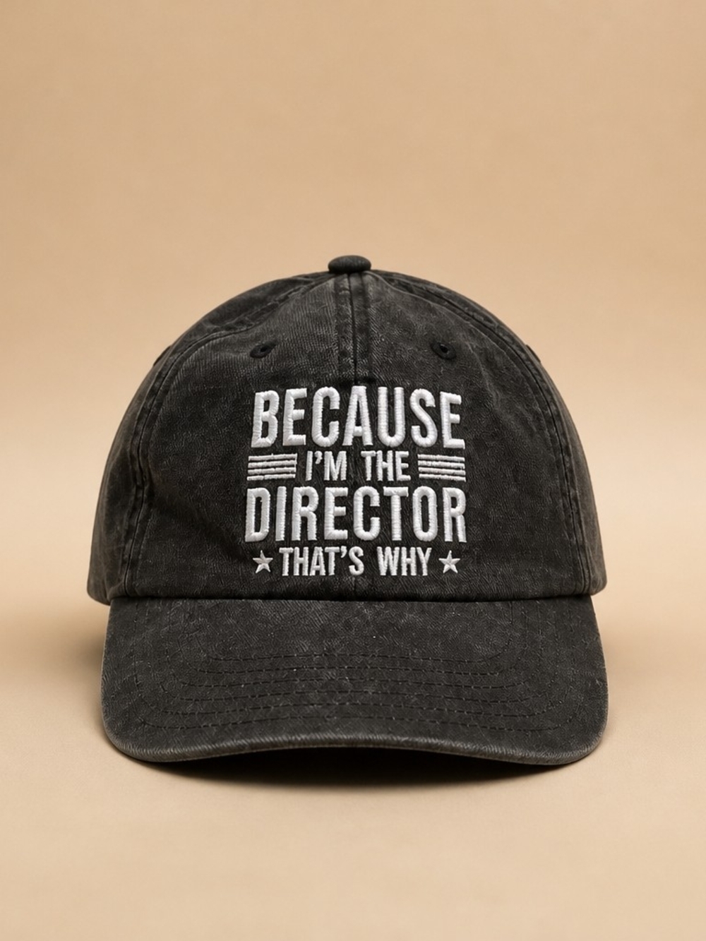 Innobeta Black Baseball Cap with White Embroidery